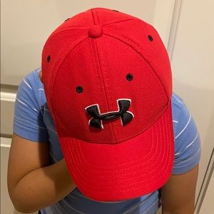 kid red under armor cap